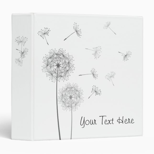 Modern White Dandelions Binder (Front/Spine)