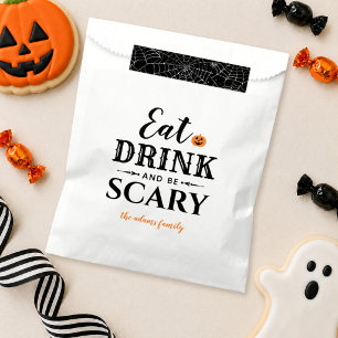 Modern White Eat Drink and Be Scary Halloween Favor Bag