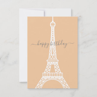 Modern White Eiffel Tower Birthday Card