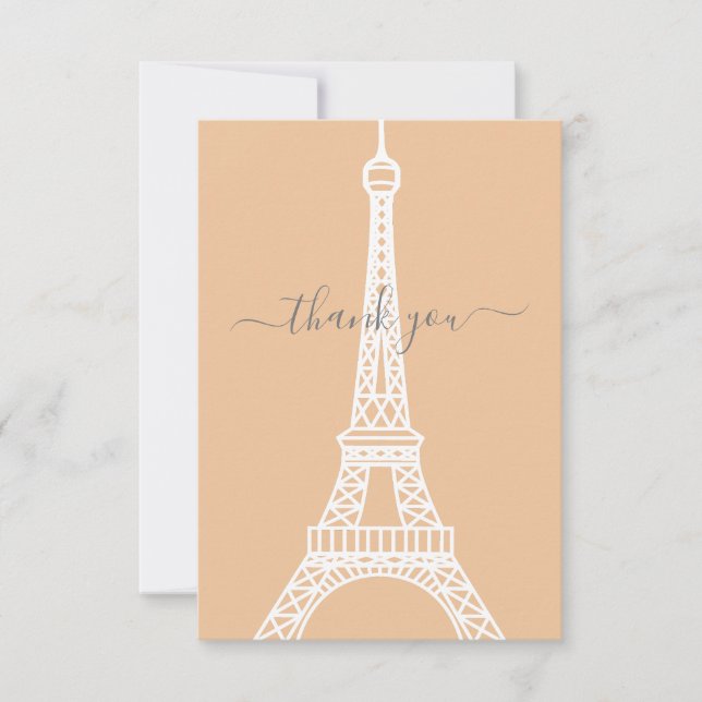 Modern White Eiffel Tower Thank You Card (Front)