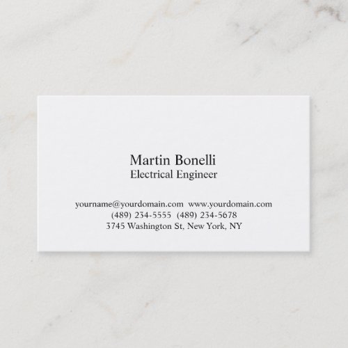 Modern White Electrical Engineer Business Card