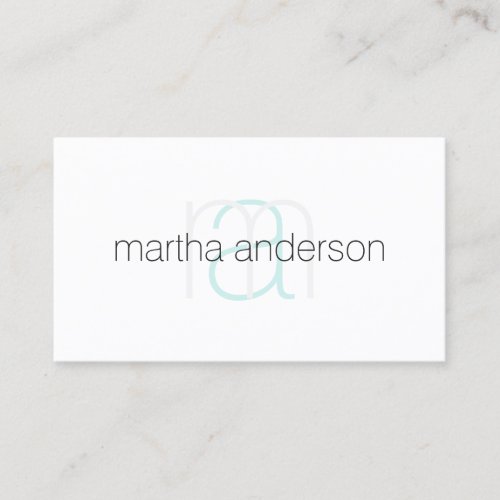 Modern white elegant monogram esthetician salon business card