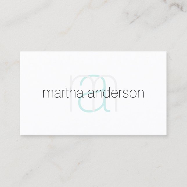 Modern white elegant monogram esthetician salon business card (Front)