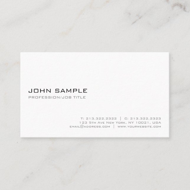Modern White Elegant Simple Minimalistic Business Card (Front)