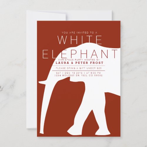 Modern White Elephant Holiday Party Invite