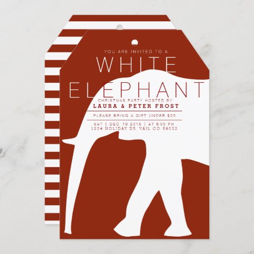 Modern White Elephant Holiday Party Invite
