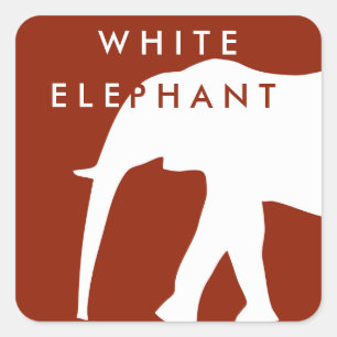 Modern White Elephant Holiday Square Sticker