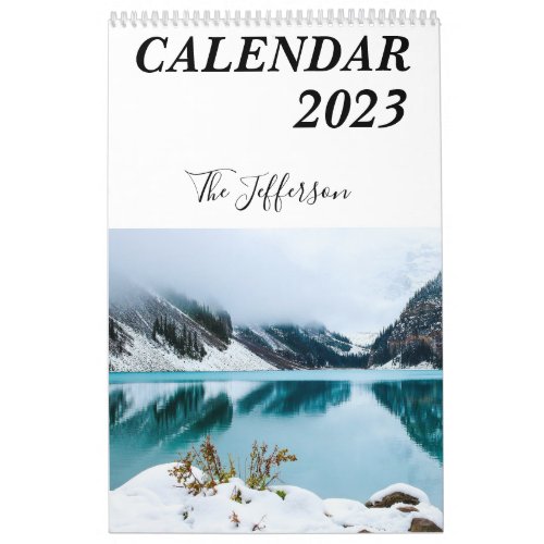 Modern White Familys Photo Collage 2023 Calendar