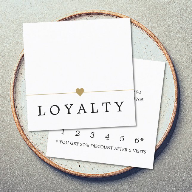 Modern White Faux Gold Heart Lines Beauty Loyalty Card (Creator Uploaded)