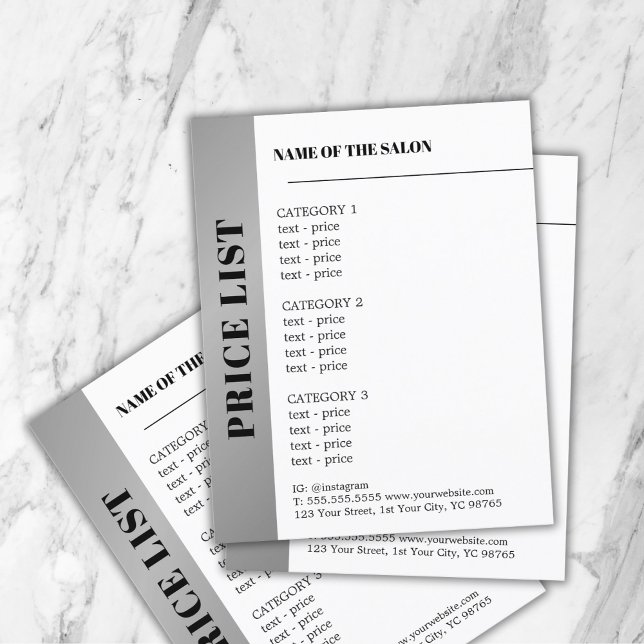 Modern White Faux Silver Stripe Bold Beauty Flyer (Creator Uploaded)