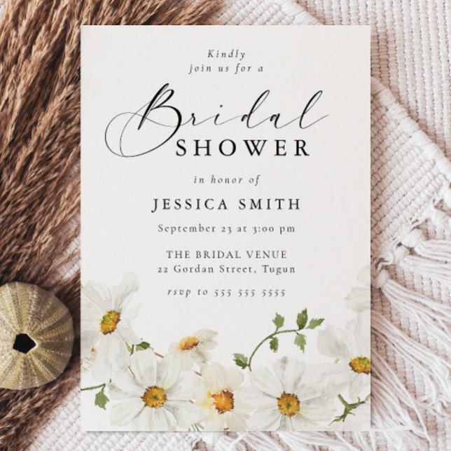 Modern White Floral Bridal Shower Invitation (Creator Uploaded)