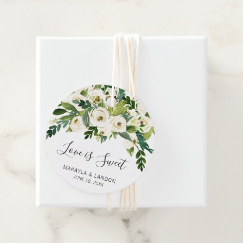 Modern White Floral Elegant Wedding Favor Tags