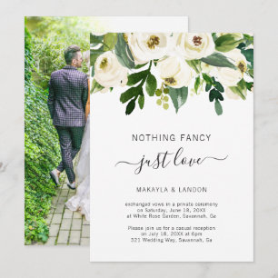 Modern White Floral Elegant Wedding Reception Invitation