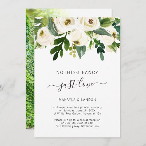 Modern White Floral Elegant Wedding Reception Invitation
