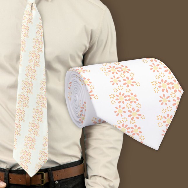 Modern White Floral Pattern Neck Tie (Creator Uploaded)