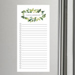 Modern White Floral Personalized Magnetic Notepad<br><div class="desc">Lined and checkmark box magnetic notepad design featuring a simply modern white floral frame personalized with your name.</div>