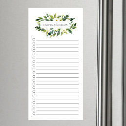 Modern White Floral Personalized Magnetic Notepad
