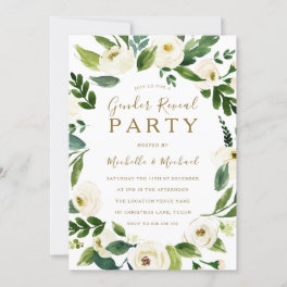 Modern White Floral Wreath Gender Reveal Party Invitation