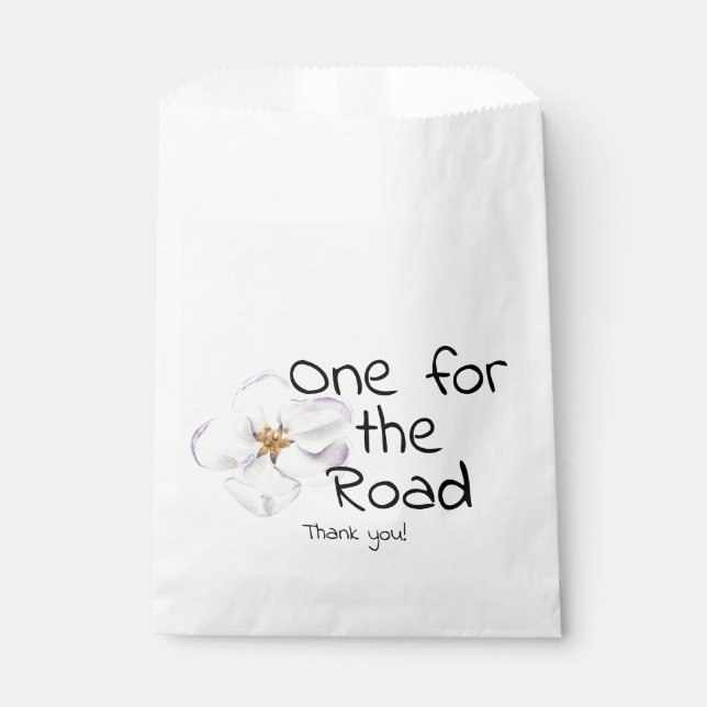 Modern white flower, One for the road, thank you Favor Bag (Front)