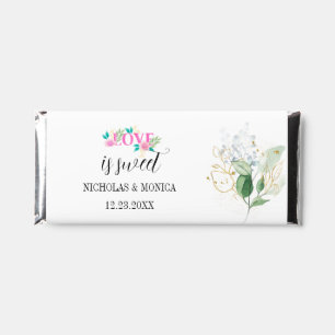 Modern White Flowers Greenery Wedding Chocolate Hershey Bar Favors