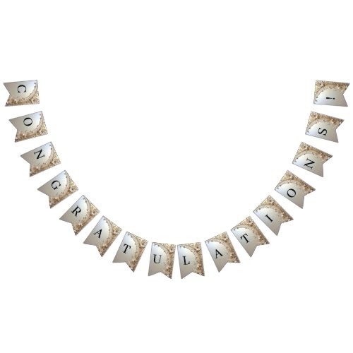 Modern White Flowers Pearls Bunting Flag