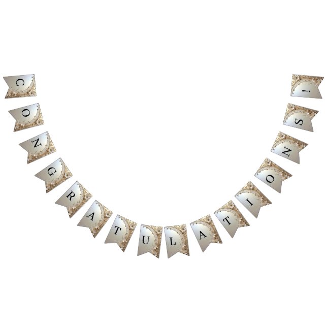 Modern White Flowers Pearls Bunting Flag (All)