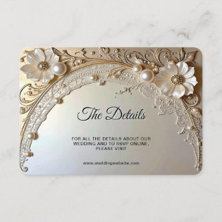 Modern White Flowers Pearls Detail Enclosure Card