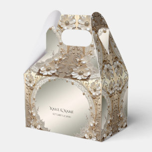 Modern White Flowers Pearls Favor Box