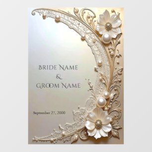 Modern White Flowers Pearls Floor Decal