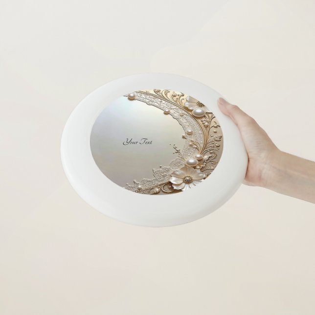 Modern White Flowers Pearls Frisbee (In Hand)