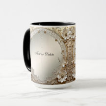 Modern White Flowers Pearls Mug