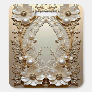 Modern White Flowers Pearls Stadium Seat Cushion