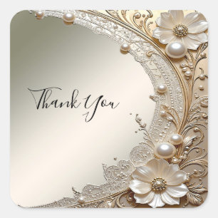 Modern White Flowers Pearls Sticker
