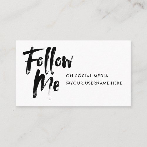 Modern white follow me photo social media minimal business card
