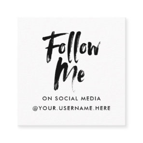 Modern white follow me photo social media minimal square business card