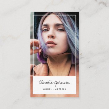 Modern White Frame Actor Model Singer Dancer Photo Business Card by moodii at Zazzle