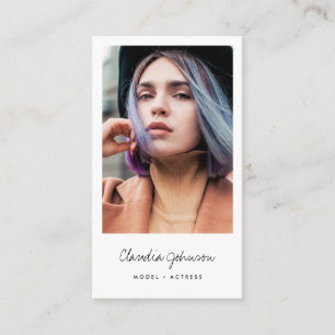 Modern white frame actor model singer dancer photo business card