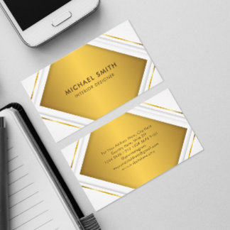 Modern White Frame With Gold Background Business Card