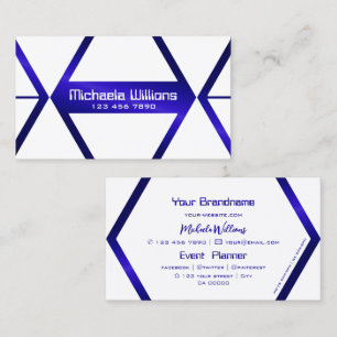 Modern White Geometric Blue Shimmer Eye Catching Business Card