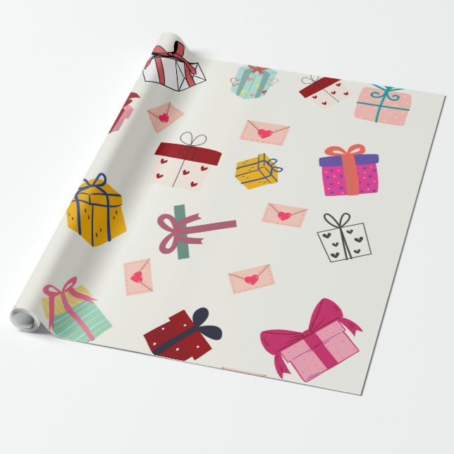 Modern white girly bithday wrapping paper (Unrolled)