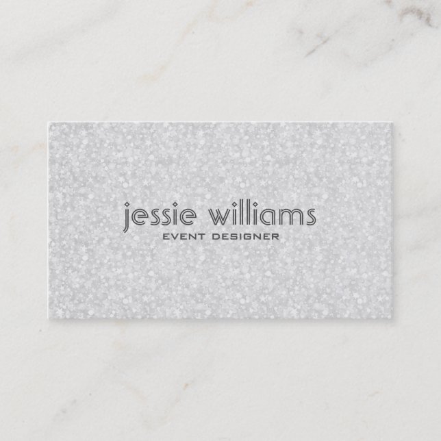 Modern White Glitter And Sparkles Business Card (Front)