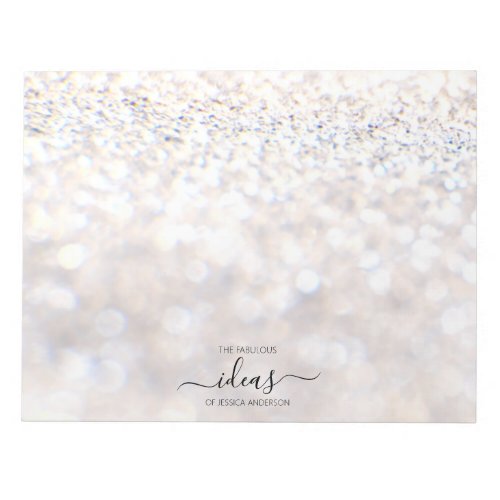 Modern white glitter ideas name paper pad