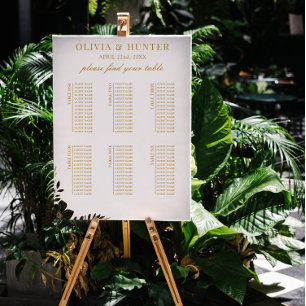 Modern White & Gold 6 Table Wedding Seating Chart  Foam Board