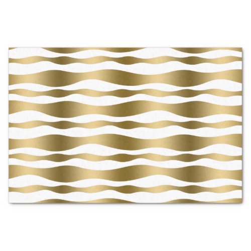 Modern White  Gold Abstract Zebra Stripes Tissue Paper