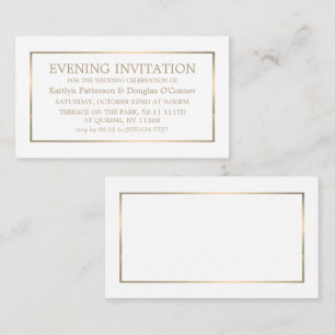 Modern White & Gold Evening Event Ticket Invite