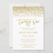 Modern White Gold Faux Glitter 21st Birthday Invitation | Zazzle