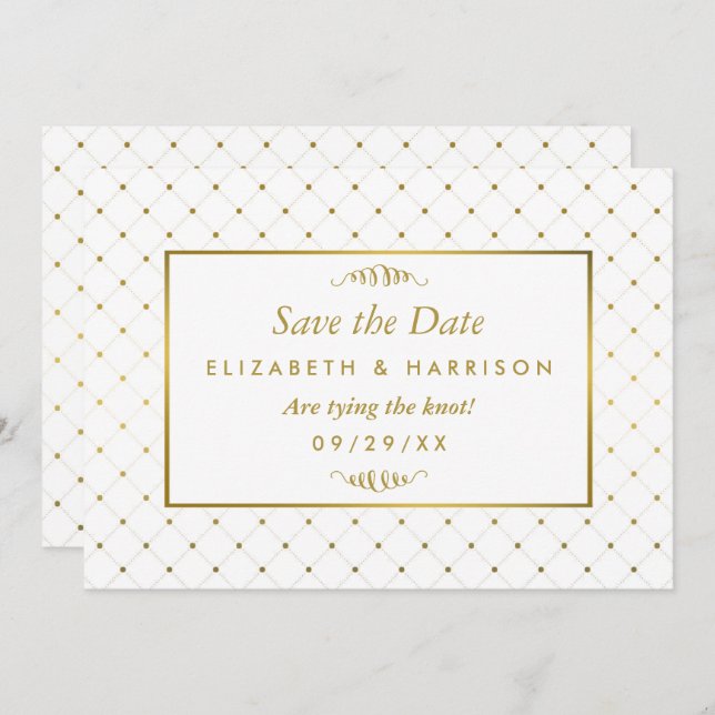 Modern White & Gold Foil Effect Save The Date (Front/Back)