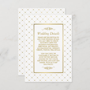Modern White & Gold Foil Effect Wedding Details Enclosure Card