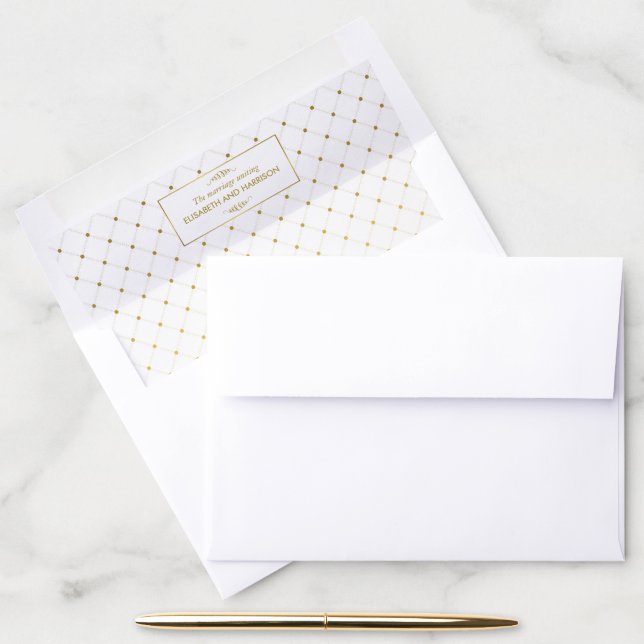 Modern White & Gold Foil Effect Wedding Envelope Liner (Desk)