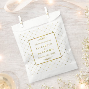 Modern White & Gold Foil Effect Wedding Favor Bag